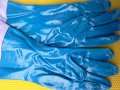 Пчеларски ръкавици син гумиран плат с ръкавели-пчеларски инвентар, снимка 1 - Други стоки за животни - 17550195