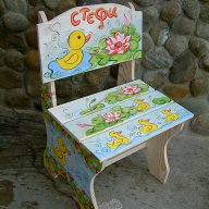 дървен детски рисуван стол, снимка 7 - Мебели за детската стая - 7100288