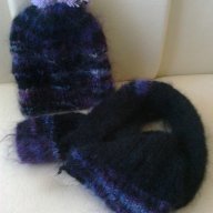 Ръчно плетена шапка и шал ангора, снимка 1 - Шапки - 13393027