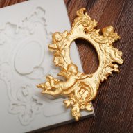 рамка с 3 ангела силиконов молд форма украса декор торта фондан шоколад и др, снимка 1 - Форми - 18375069