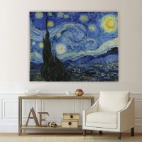 Картина Звездна нощ- Винсент ван Гог, репродукция, канава, класическа рамкирана картина№ 232, снимка 1 - Картини - 22322709