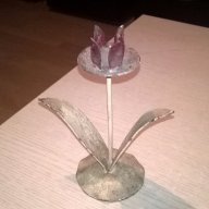 Свещник цвете метал-19х15х9см, снимка 4 - Антикварни и старинни предмети - 17316520