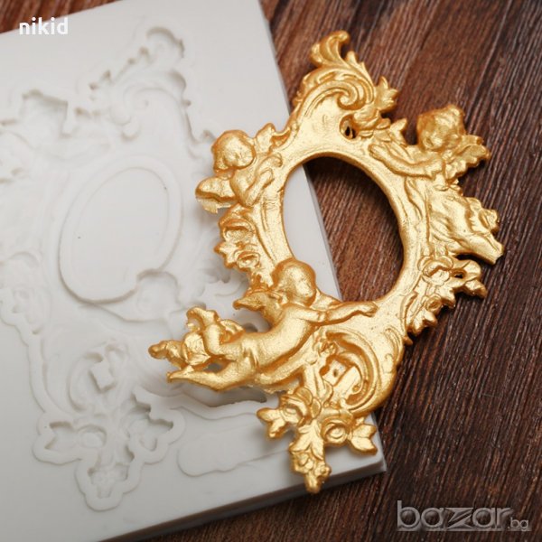 рамка с 3 ангела силиконов молд форма украса декор торта фондан шоколад и др, снимка 1