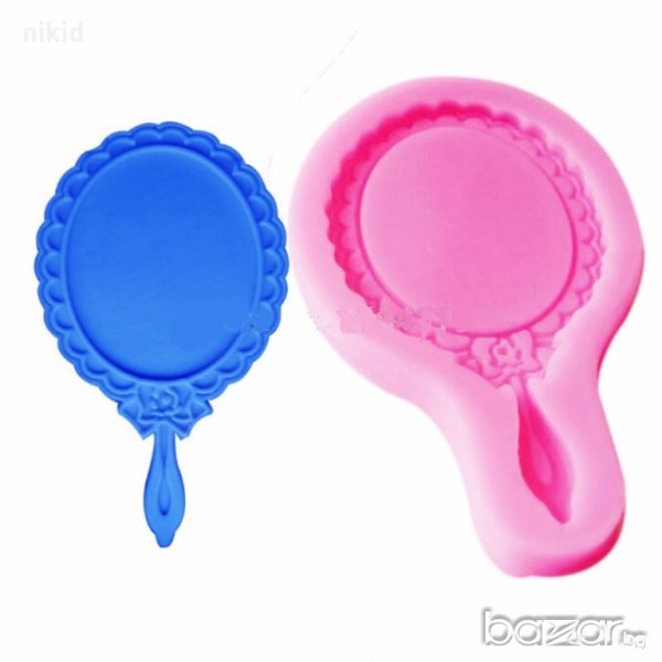 Огледало с дръжка силиконов молд форма за фондан украса торта декорация мъфини, снимка 1