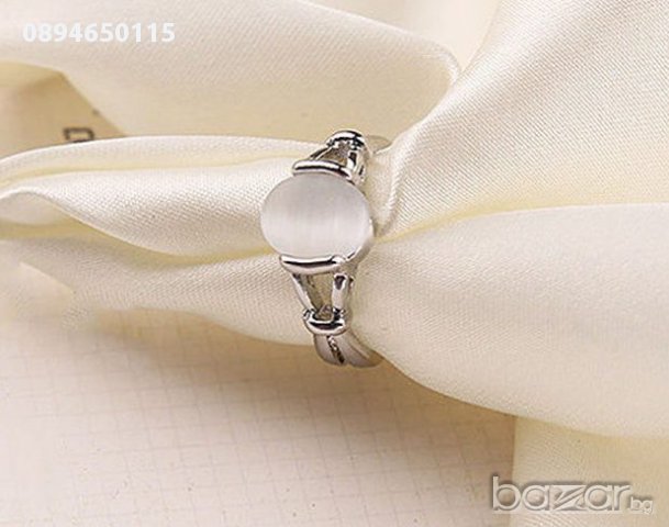 Ефектен сребърен пръстен лунен камък , снимка 6 - Пръстени - 17369466