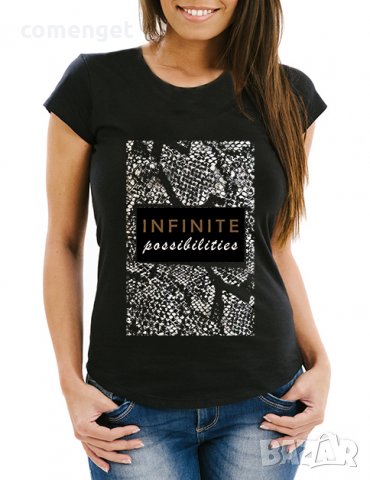 NEW! Дамски тениски INFINITE с  принт! Поръчай модел с твоя идея!, снимка 1 - Тениски - 25563560
