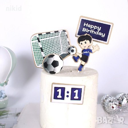 Happy Birthday момче футбол сет картонени топери украса за торта парти рожден ден 