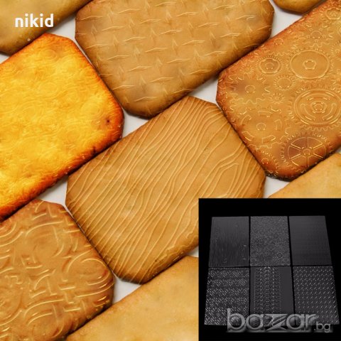 1 ВИД 6 бр големи релефни текстурни пластмасови стенсил подложки отпечатък борд торта фондан гума, снимка 3 - Други - 18658152