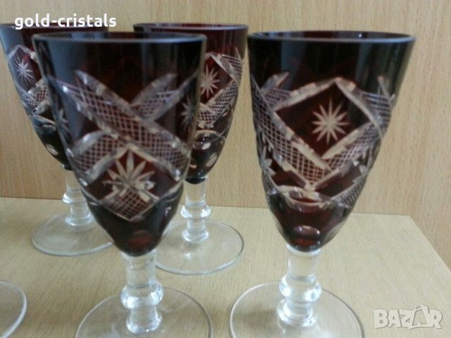 Сервиз кристални чаши цветен кристал , снимка 6 - Антикварни и старинни предмети - 24686579