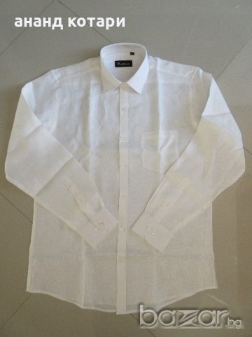 Индийска мъжка бяла риза лен и памук, снимка 1 - Ризи - 20324713