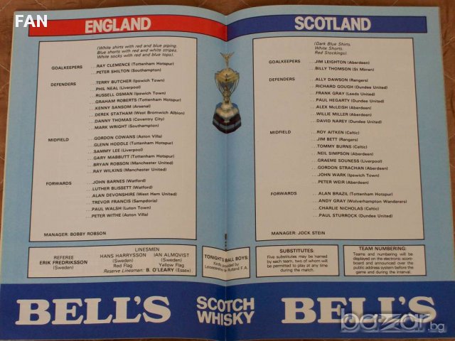Англия - Шотландия оригинална футболна програма от 1983 г., снимка 2 - Други ценни предмети - 16085152