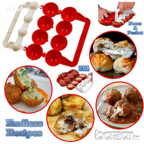 пластмасов уред за направа на топчета кюфтета крокети заготовки бухти тесто