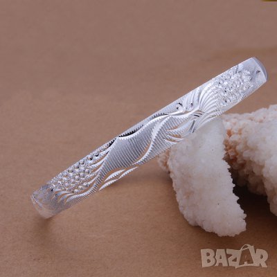 Стилна дамска грива, посребрена, снимка 4 - Гривни - 25196702