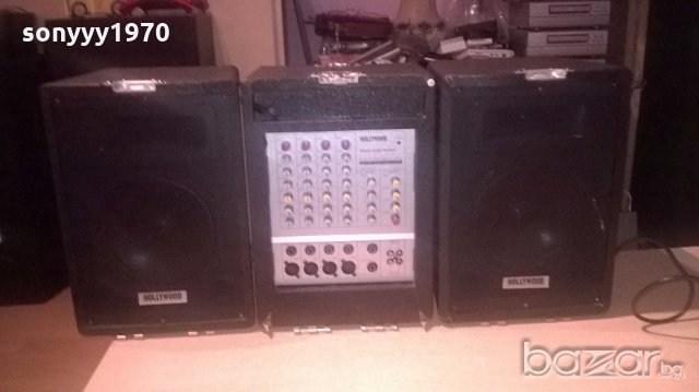 hollywood amplifier/mixer+тонколони-внос англия, снимка 4 - Ресийвъри, усилватели, смесителни пултове - 19601988