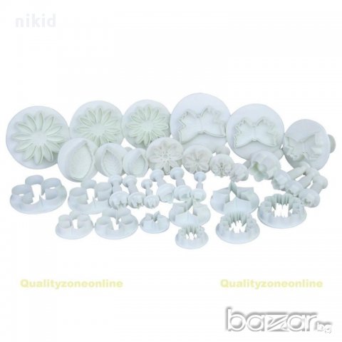 33 форми пластмасови резци с бутало 10 комплекта за украса декор торти фондан, снимка 2 - Форми - 9803428