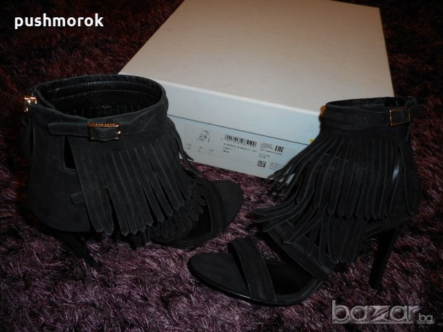 HUGO BOSS Fara Leather Heeled Sandals Fringe Detail, снимка 1 - Дамски обувки на ток - 21294425