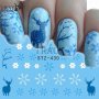 син лист елени и снежинки татос ваденки водни стикери за нокти маникюр, снимка 1
