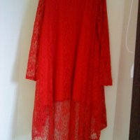 макситуника- рокля дантела в червено, снимка 4 - Рокли - 21628542