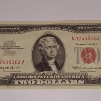 $ 2 Dollars Red Seal Note 1963. 7 DIGIT, снимка 1 - Нумизматика и бонистика - 16985525
