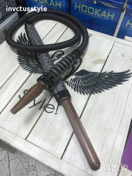 Кожен маркуч с дървен накрайник, снимка 1