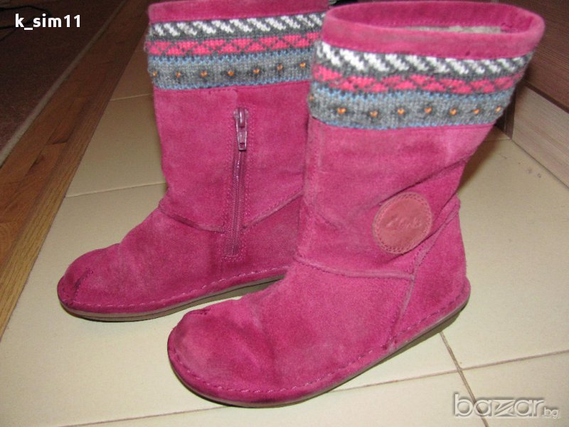 Clarks розови ботуши естествен велур № 29, UK 10,5, снимка 1