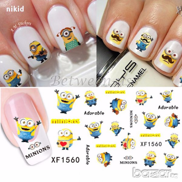 1560 миньоните ваденки водни стикери за нокти маникюр, снимка 1