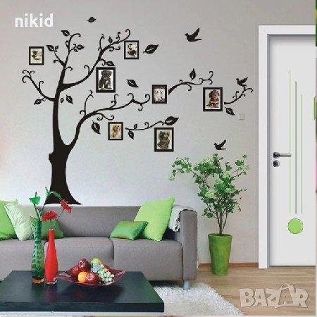 Дърво с рамки за снимки самозалепващ стикер лепенка за стена мебел декор украса