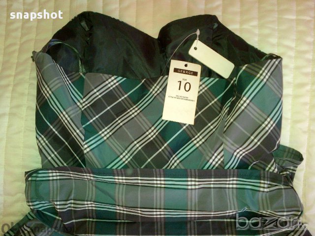 Нова Рокля Тафта Зелено бяло Черно Сиво, снимка 4 - Рокли - 11209523