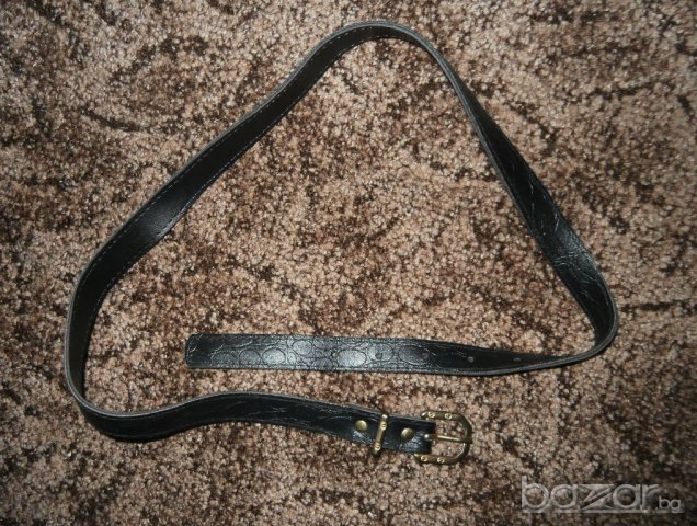 Дамски кожен черен колан - оригинална обработка на кожата, снимка 2 - Колани - 8962212