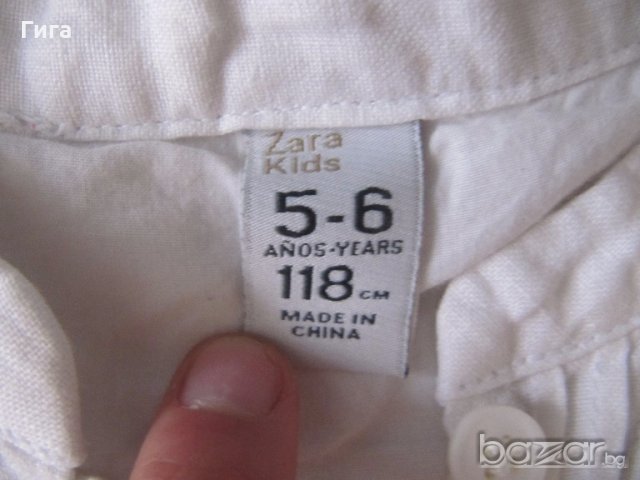 Бяла ленена туника на Zara 5/6г, снимка 2 - Детски Блузи и туники - 18302324