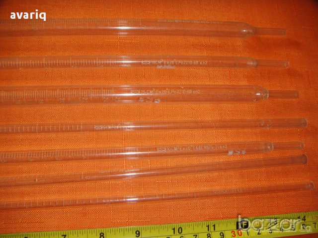 Пипети стъклени, лабораторна стъклария, снимка 3 - Други машини и части - 13716012