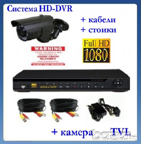+ 1тб хард диск камера Sony 1800 tvl с нощно виждане+ 4 канален DVR D1