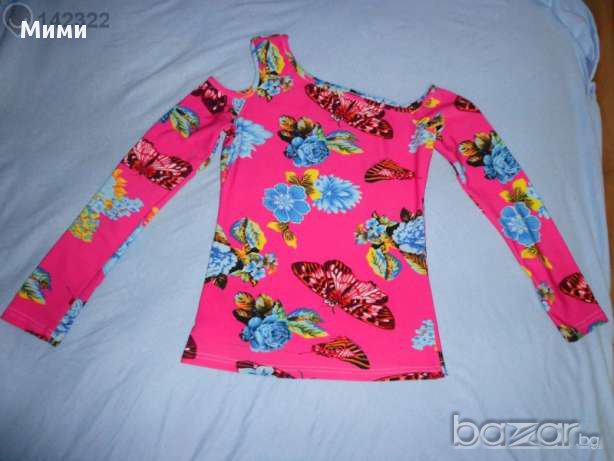 Розова или бяла блуза без рамо, снимка 1 - Тениски - 14203673
