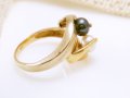 Златен пръстен с черна и бяла перла 4.32 грама, размер №54, снимка 4