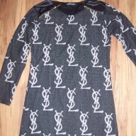 дамска блузка-туника с кожени ръкави на YSL реплика-размер- Л - Хл, снимка 4 - Туники - 8801593