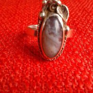 Старинен сребърен пръстен ръчна изработка с естествен камък, снимка 4 - Пръстени - 16083973