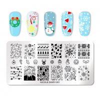 Коледен правоъгълен Шаблон за щампа печати за нокти плочка оригинал NICOLE DIARY 001, снимка 1 - Продукти за маникюр - 24069640