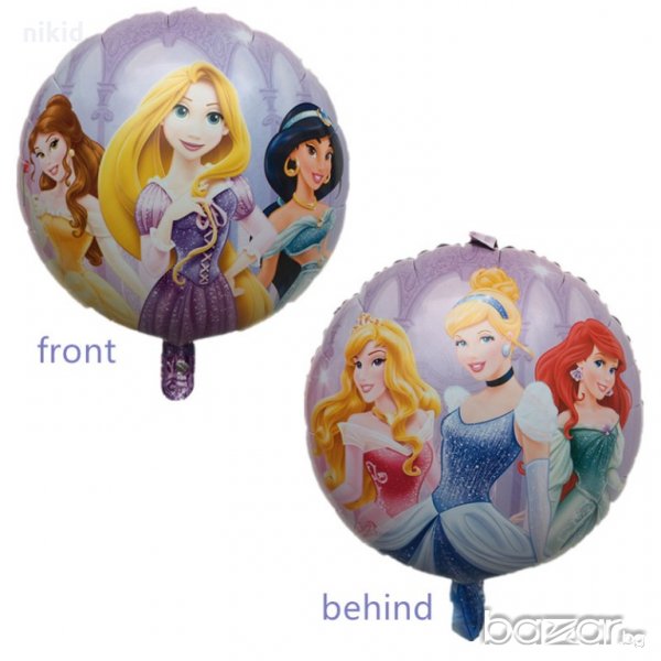 6 принцеси Рапунцел Ариел Белл Снежанка двустранен фолио фолиев балон хелий или въздух парти чрд, снимка 1