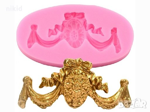 Драперия с брошка силиконов молд форма за украса торта с фондан шоколад, снимка 1