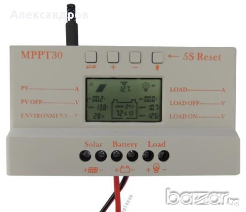 Lcd 30a Mppt Соларен фотоволтаичен контролер 12v/24v 380w/760w със Usb