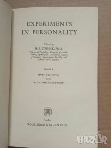 Experiments in Personality Volume I: Psychogenetics and Psychopharmacology  H.J. Eysenck