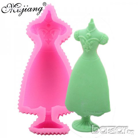 Дълга рокля на стойка манекен силиконов молд форма калъп фондан молд гипс сапун шоколад свещ