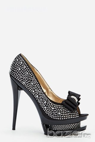 Налични обувки с камъни и панделка, снимка 3 - Дамски обувки на ток - 10419146