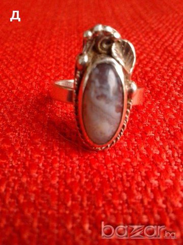 Старинен сребърен пръстен ръчна изработка с естествен камък, снимка 4 - Пръстени - 16083973