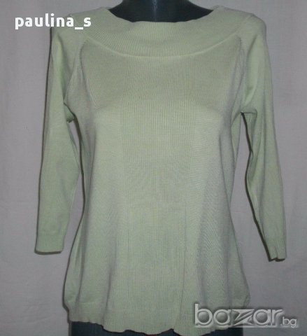 Еластична памучна блузка / Зелена / голям размер 