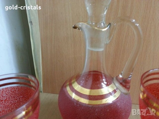 Стъклена гарафа и чаши, снимка 3 - Антикварни и старинни предмети - 25188647