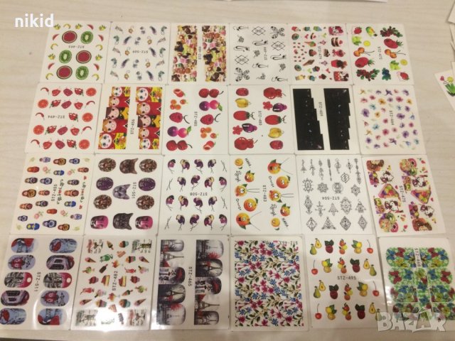 58 бр листа микс плодове и черно бели  ваденки стикери водни стикери слайдери за нокти маникюр декор, снимка 5 - Продукти за маникюр - 23822498