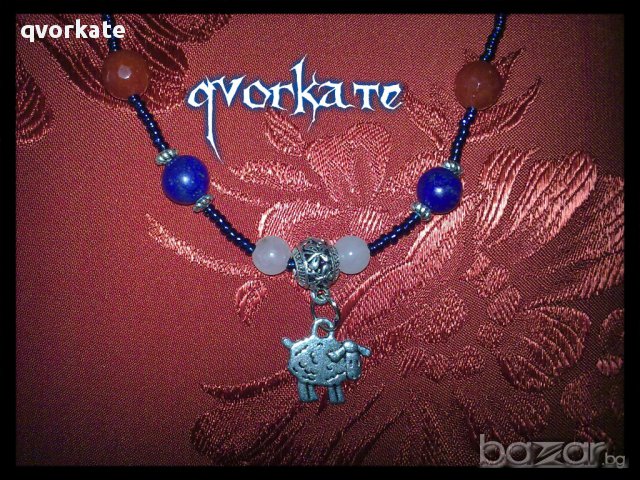 Колие овчица-содалит,халцедон,кварц, снимка 2 - Колиета, медальони, синджири - 12585315