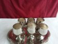 Посребрени чашки за ракия с поднос, снимка 5