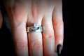 Красив и стилен, дамски, сребърен пръстен с бял камък-059, снимка 1 - Пръстени - 16790405